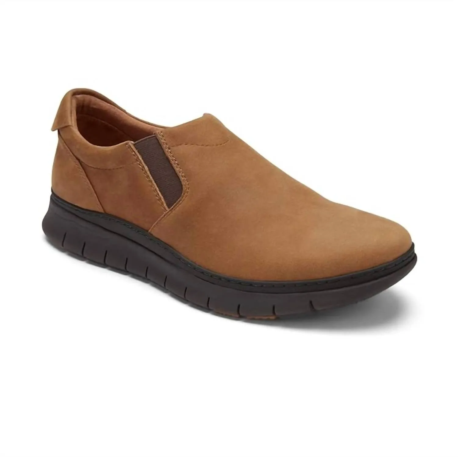 Men's Khai Nubuck Slip On Shoes In Toffee Quick Fit Shoes Quick Flex Shoes