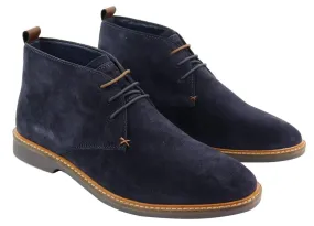 Mens Navy Suede Lace Up Chukka Boots Pop Shade Style Pace