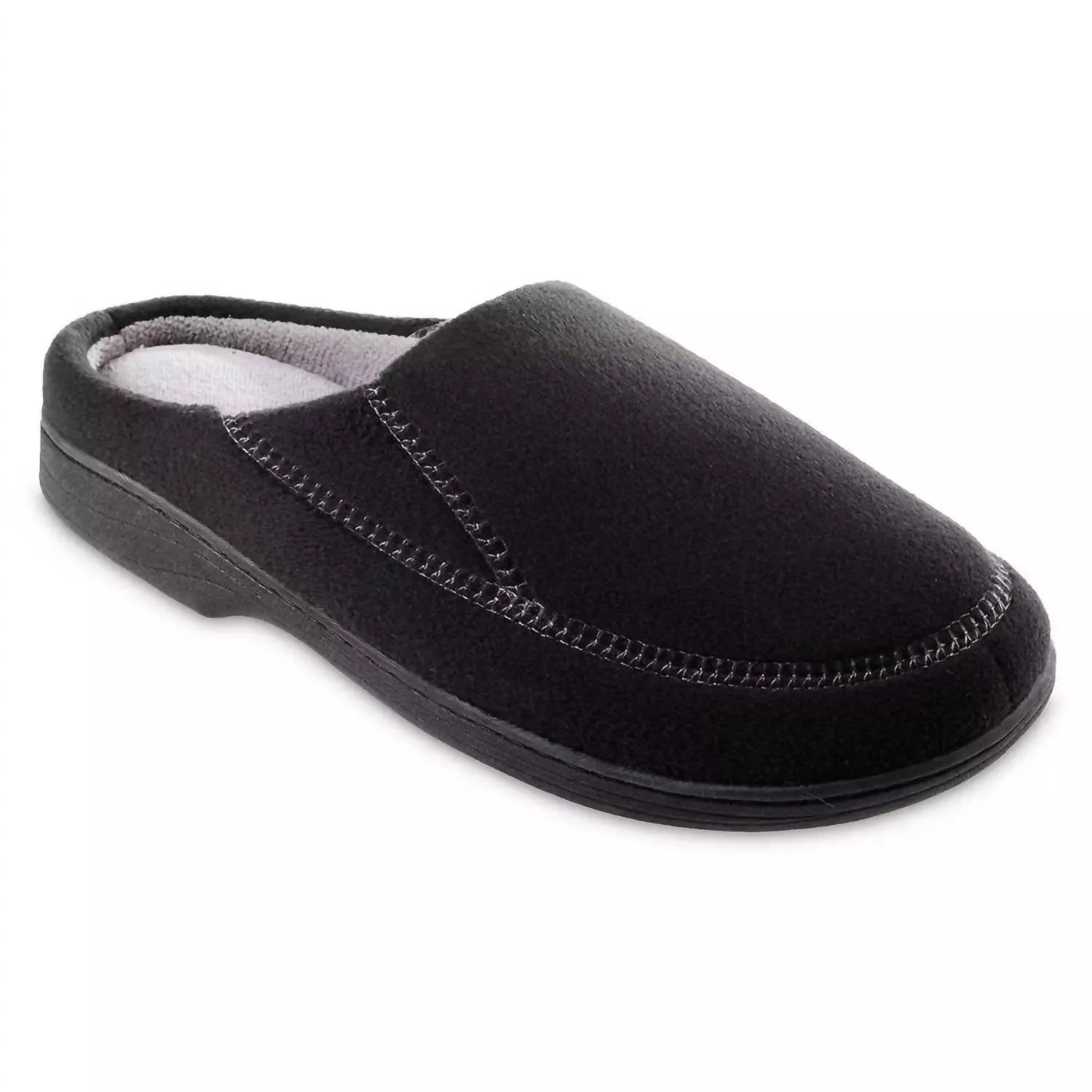 Men's Recycled Fleece Roman Hoodback Slippers In Black Comfort Ready Slip