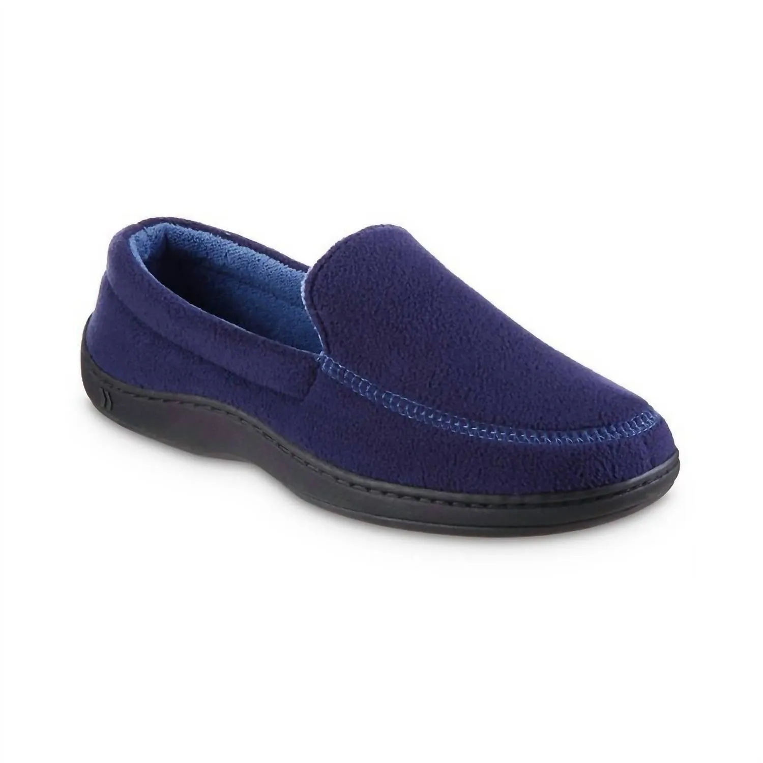 Soft Slip On Men's Roman Recycled Fleece Moccasin Slippers In Navy Blue