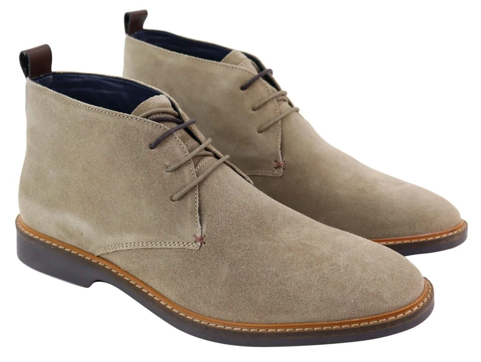 Layered Look Mens Sand Suede Lace Up Chukka Boots