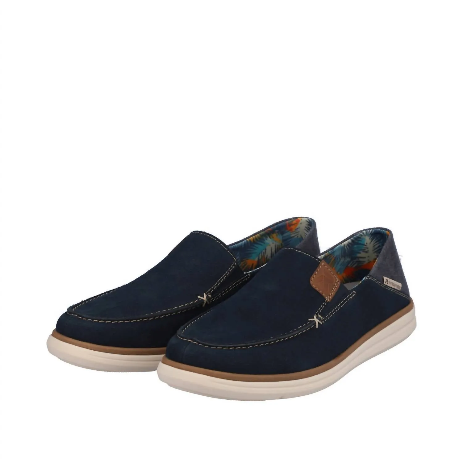Men's Slip On Casual Shoe In Navy Comfort Fit Step