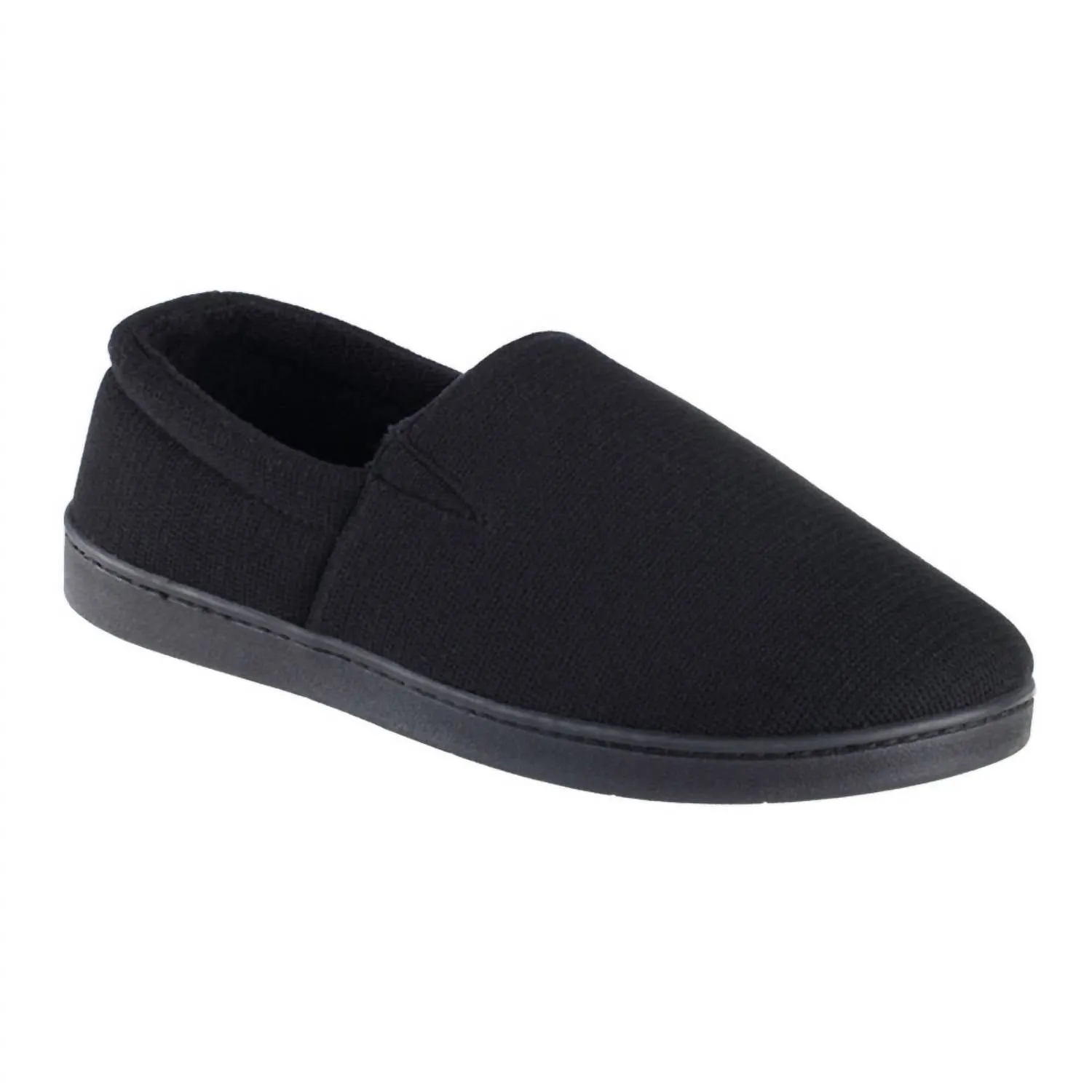 Men's Textured Knit Kai Closed Back Slippers In Black Work Ready