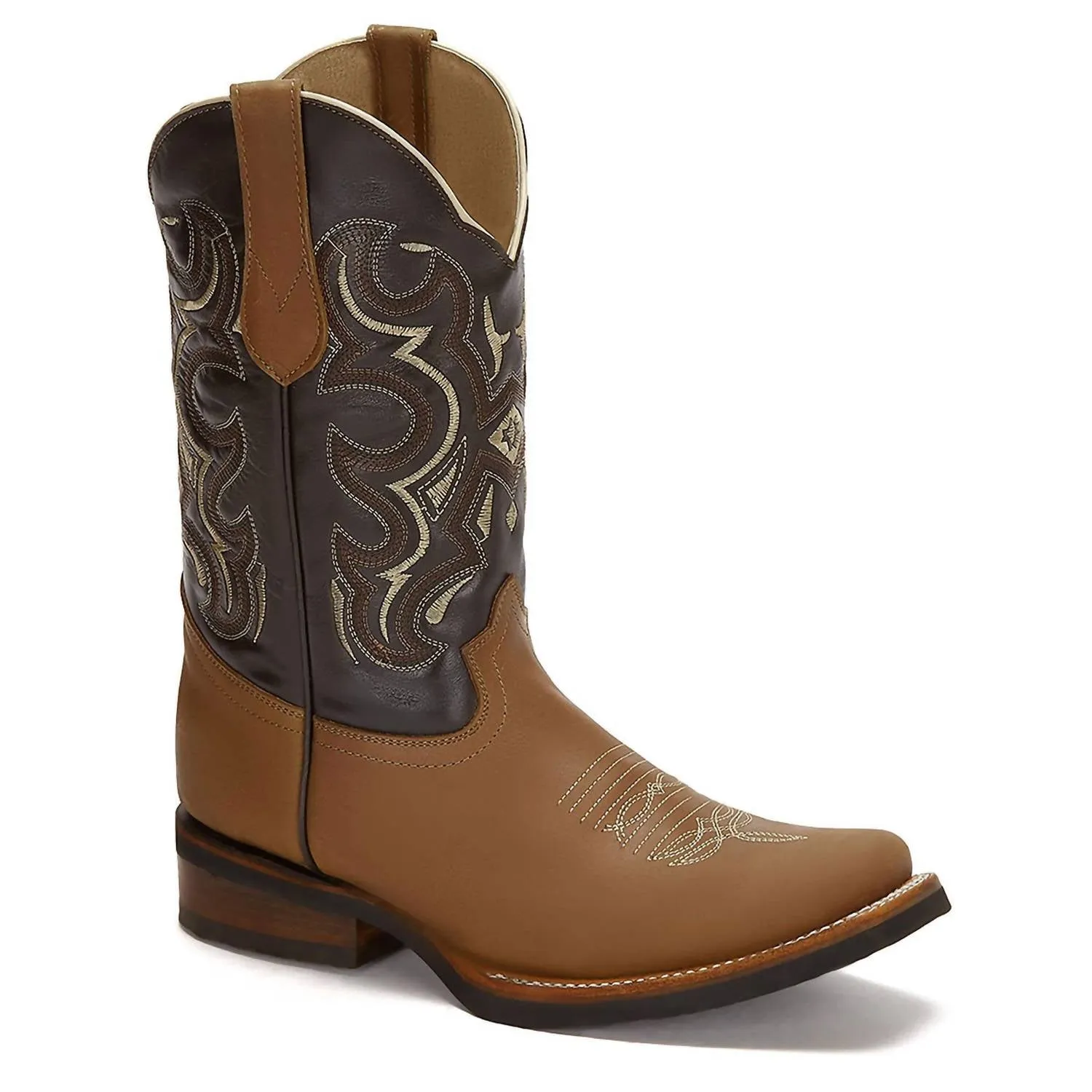 Men's Western Cowboy Leather Boots In Brown Work Wear Cold Climate