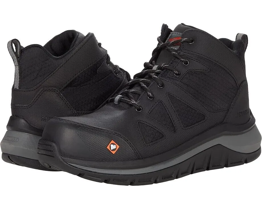 Merrell Work Fullbench Speed Mid CF J003319-001 Men 6.5 Black Work Shoes ZPO1518 Double Stitched Seams