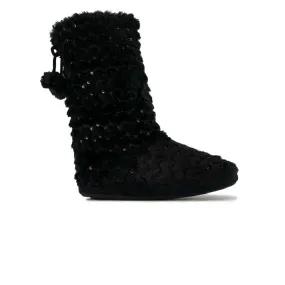 Women's Casual Sequined Faux Fur Boots (SAL7079WGN BLK) AllPurpose Vapor Wick Fabric