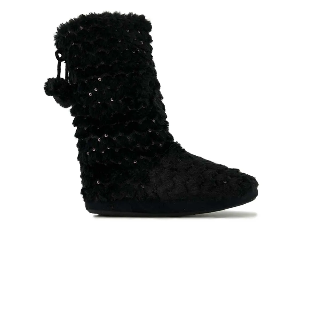 Women's Casual Sequined Faux Fur Boots (SAL7079WGN BLK) AllPurpose Vapor Wick Fabric