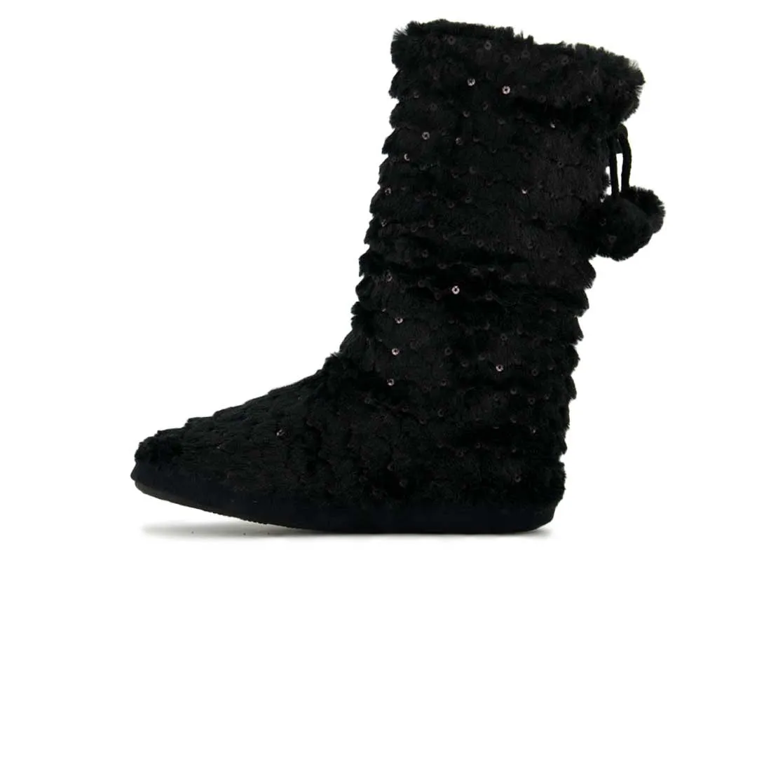 Women's Casual Sequined Faux Fur Boots (SAL7079WGN BLK) Speed Performance