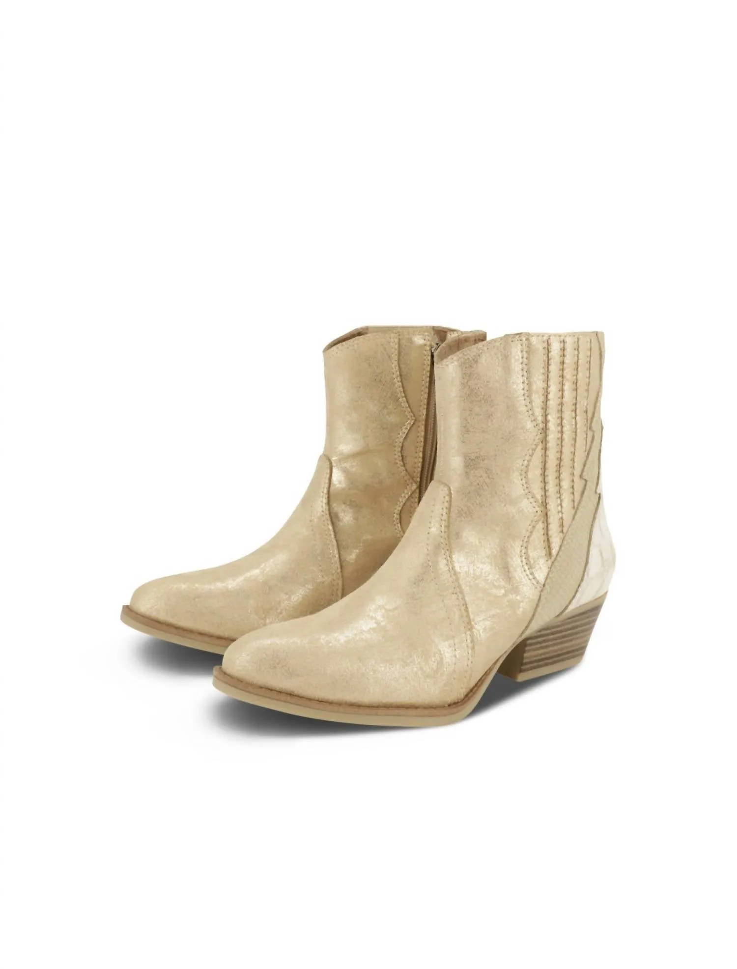 Women's Spangle Western Boot In Beige Eco Material Hiking Trails Flex Groove Technology