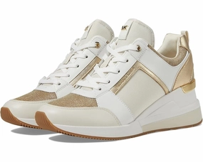 sprinters' shoes afternoon running footwear Michael Kors Georgie Womens 8 Pale Gold Leather Chain-Mesh Trainer Shoes ZOGG134