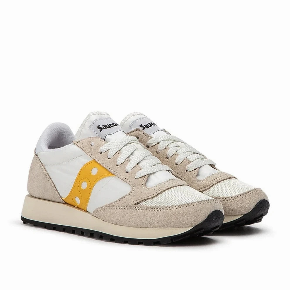 Saucony Jazz Original Vintage S60368-40 Women's Cement Yellow Shoes gbnc1035 Dynamic Response Sole Lace Lock Technology