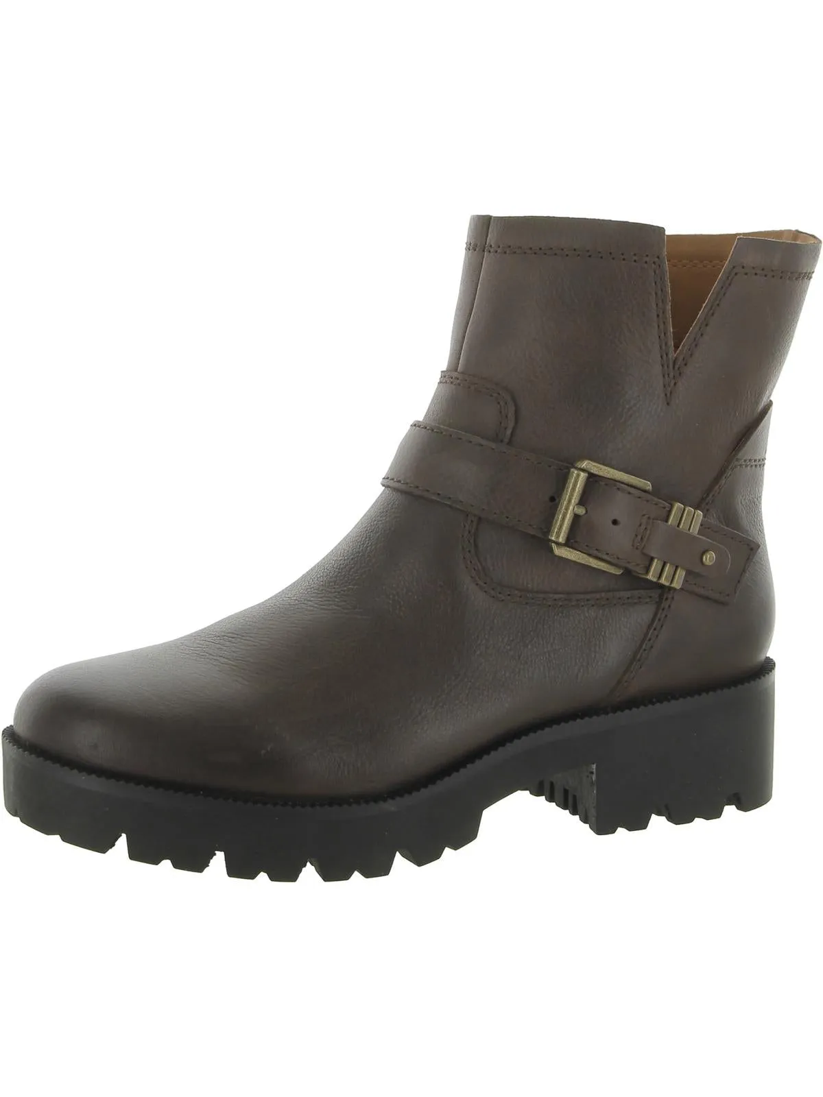 Miller  Womens Leather Lug Sole Booties Durable Tread Pattern Insulated Snow Trekker