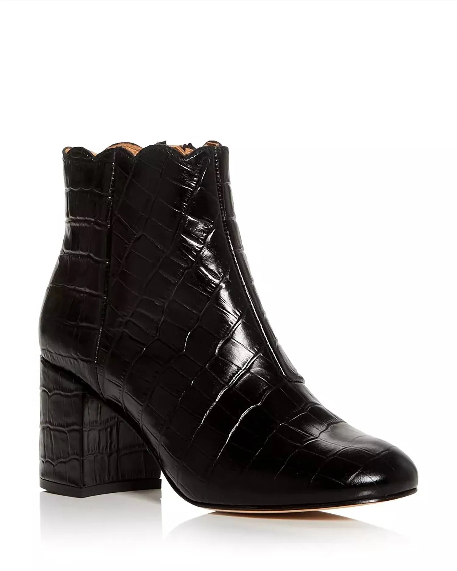 Comfort Cushioning Women's Selena Croc Embossed Ankle Boot In Black