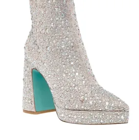 Della Ankle Boot In Rhinestone Comfortable Step Heel Support