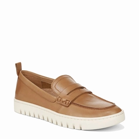Vionic Women's Uptown Smooth Leather Loafer in Camel Travel Easy