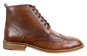 Mens Classic Oxford Brogue Ankle Boots in Tan Leather Room to move