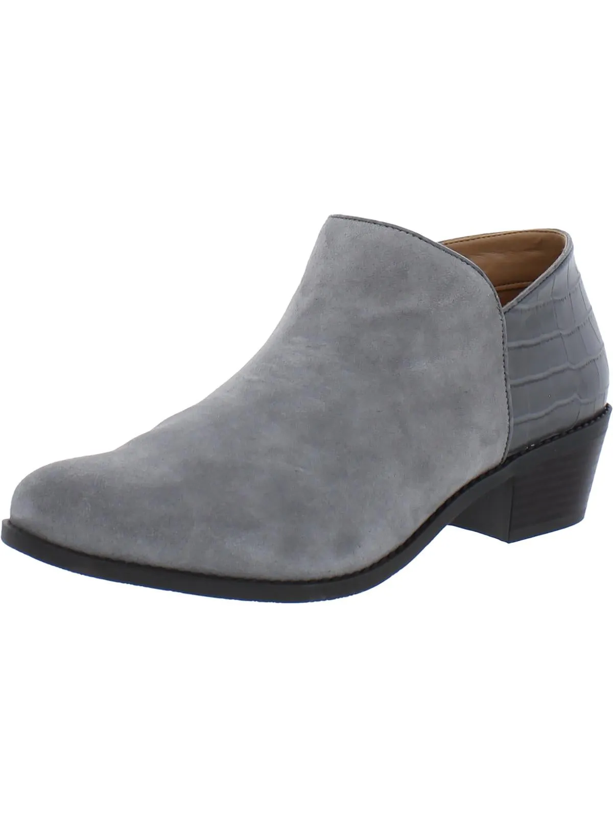 Marissa Womens Suede Embossed Booties Sleek Comfort Everyday Comfort