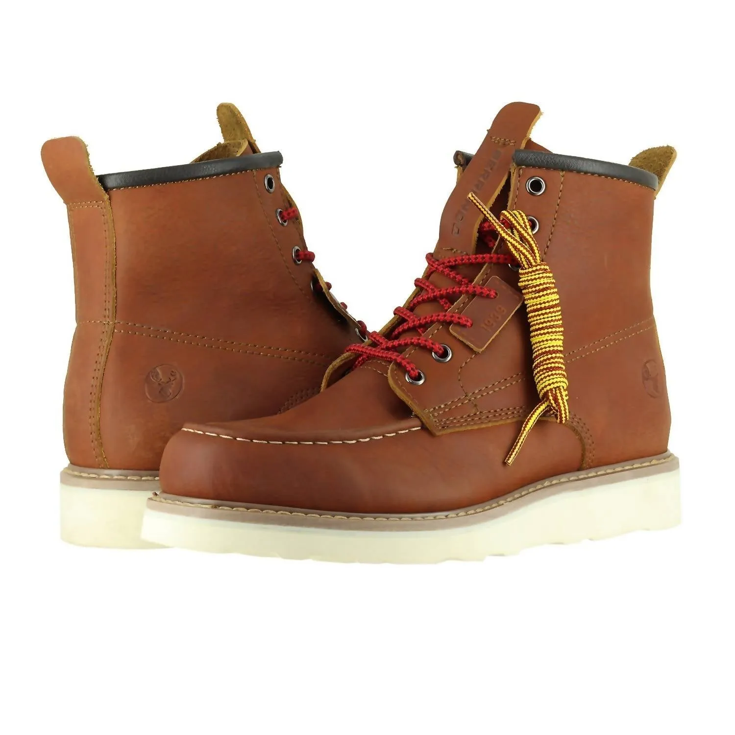 6" Moc Toe Work Boots For Men In Cognac Easy to Wear