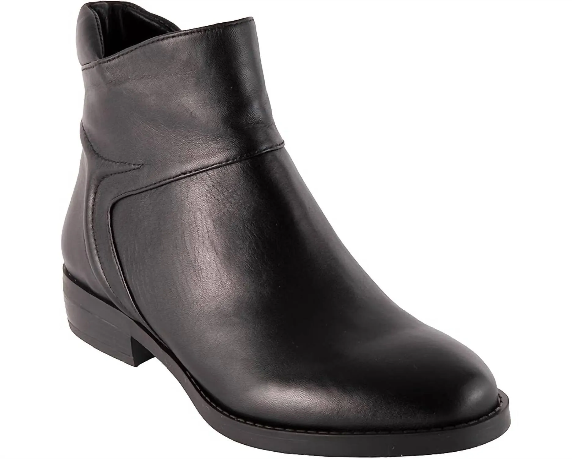 Women's Ania Leather Stacked Heel Ankle Boots In Black Feather Light Rural Traveler