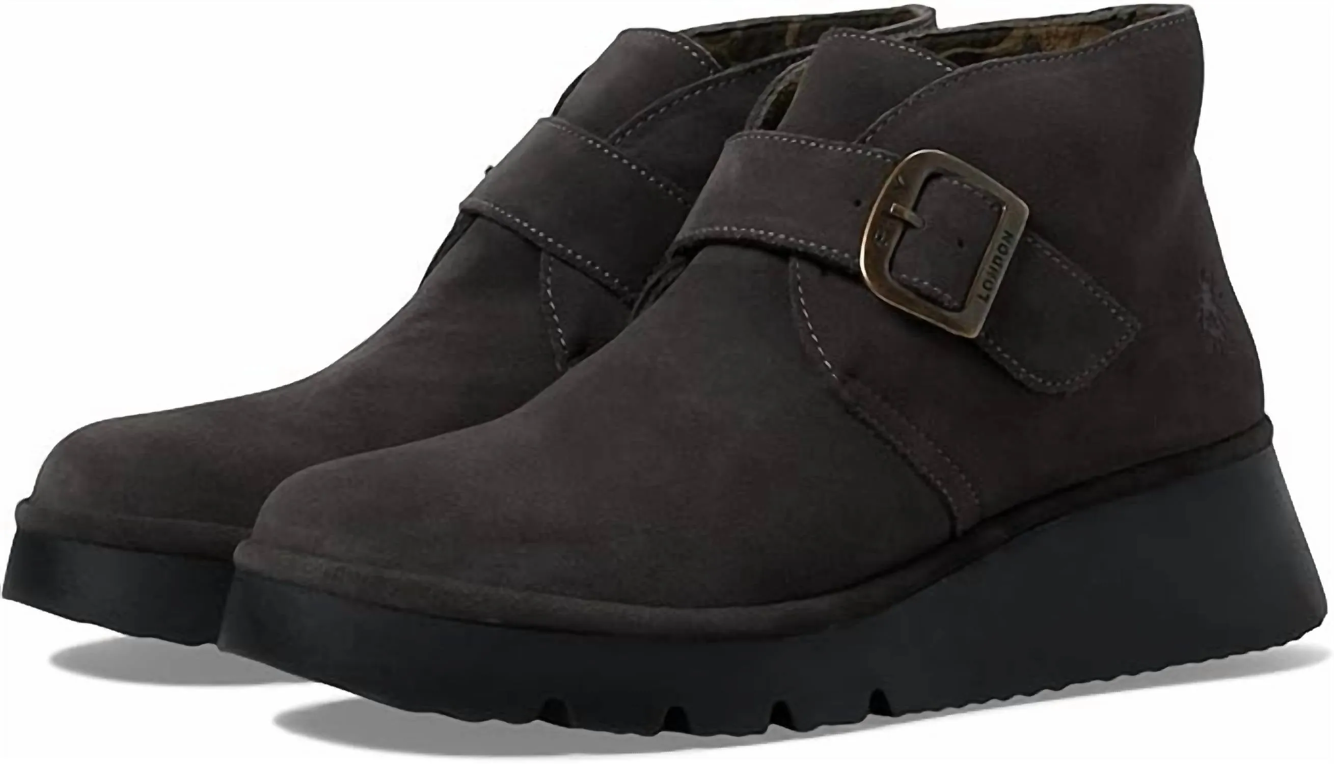 Women's Leather Wedge Ankle Boot In Diesel Fuel Stable Structure