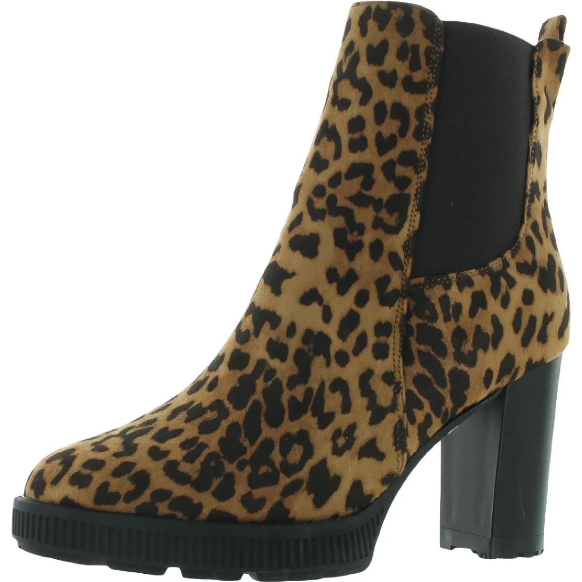 Munich Womens Faux Suede Leopard Print Ankle Boots High Traction Urban Commute