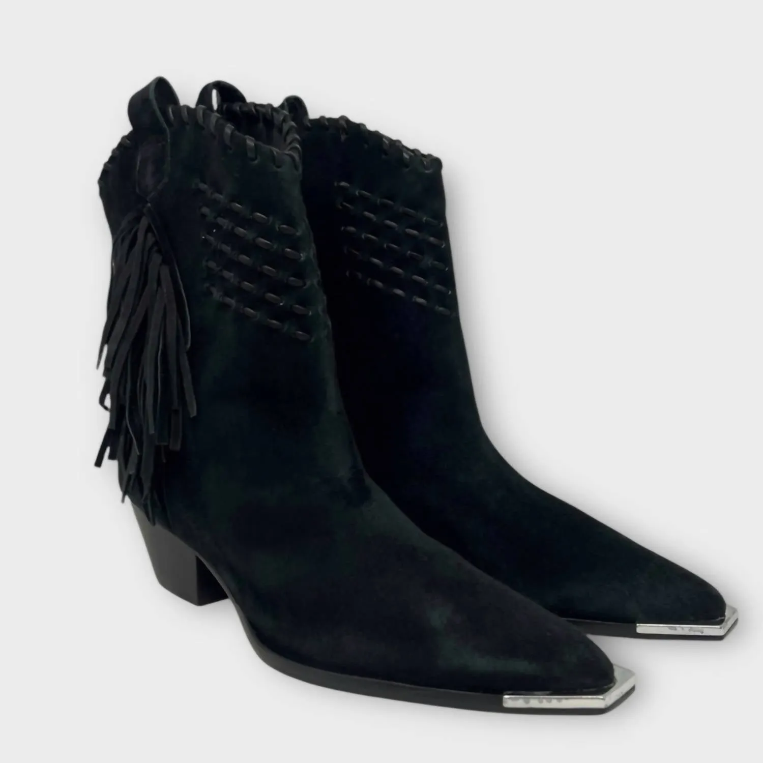 Comfortable compression Country Side Women's Alexxa Suede Western Bootie In Fringe Black