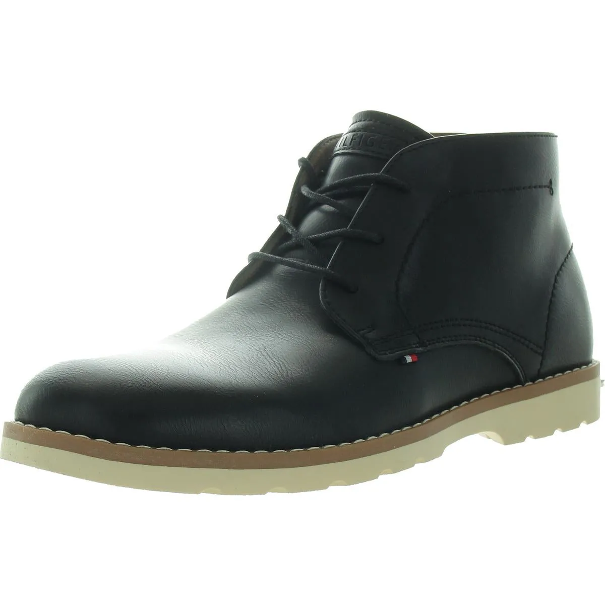 Natash Mens Lace-Up Faux Leather Chukka Boots Pull-on style