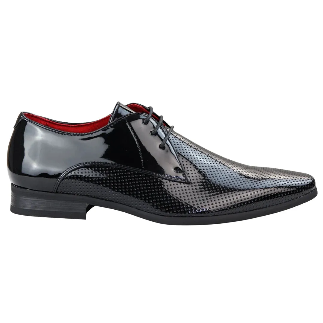 Cushioned Support Shiny Shoes Smart Formal Perforated Pointed Laced