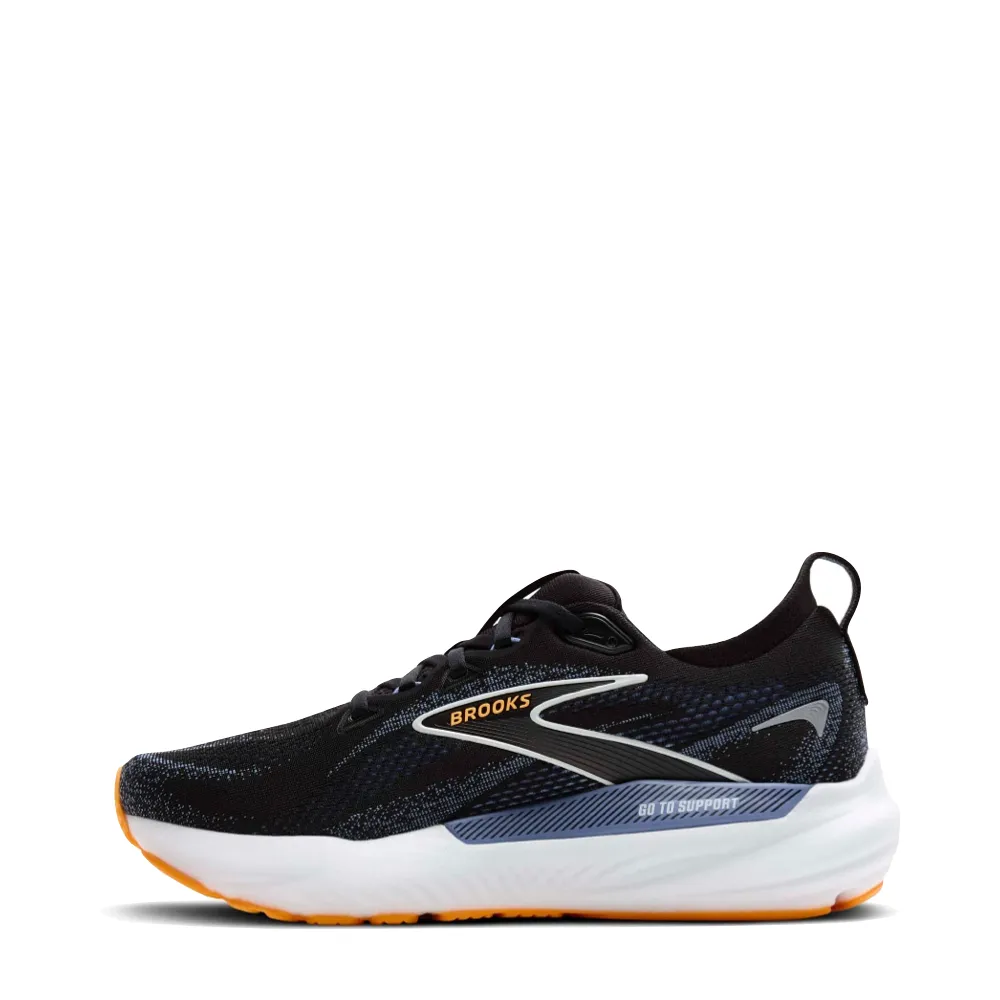 Brooks Men's Glycerin GTS 22 Sneaker in Black/Country Blue/Orange Pop Supportive grip