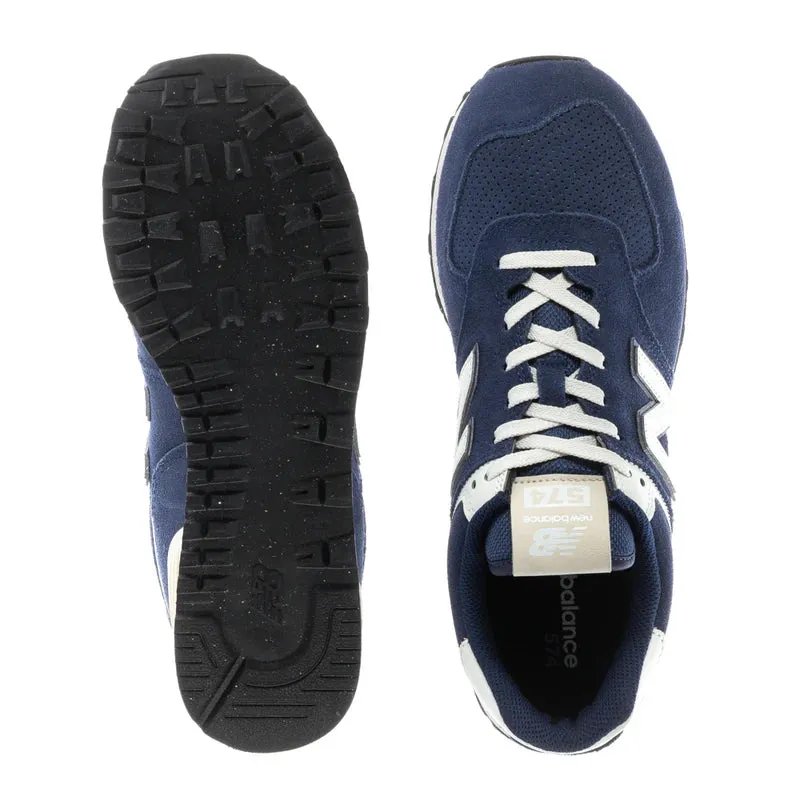 ComfortCushion New Balance Men's 574 Sneaker in Navy with Sea Salt