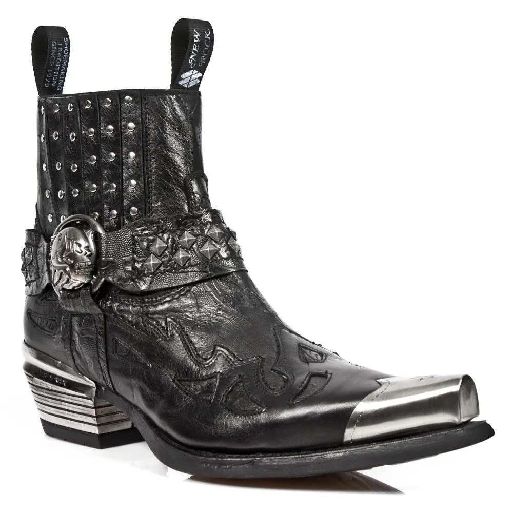 New Rock Black Metal Gothic Boots-7950P-S1 Outdoor Performance Cushioned Step Urban Commute