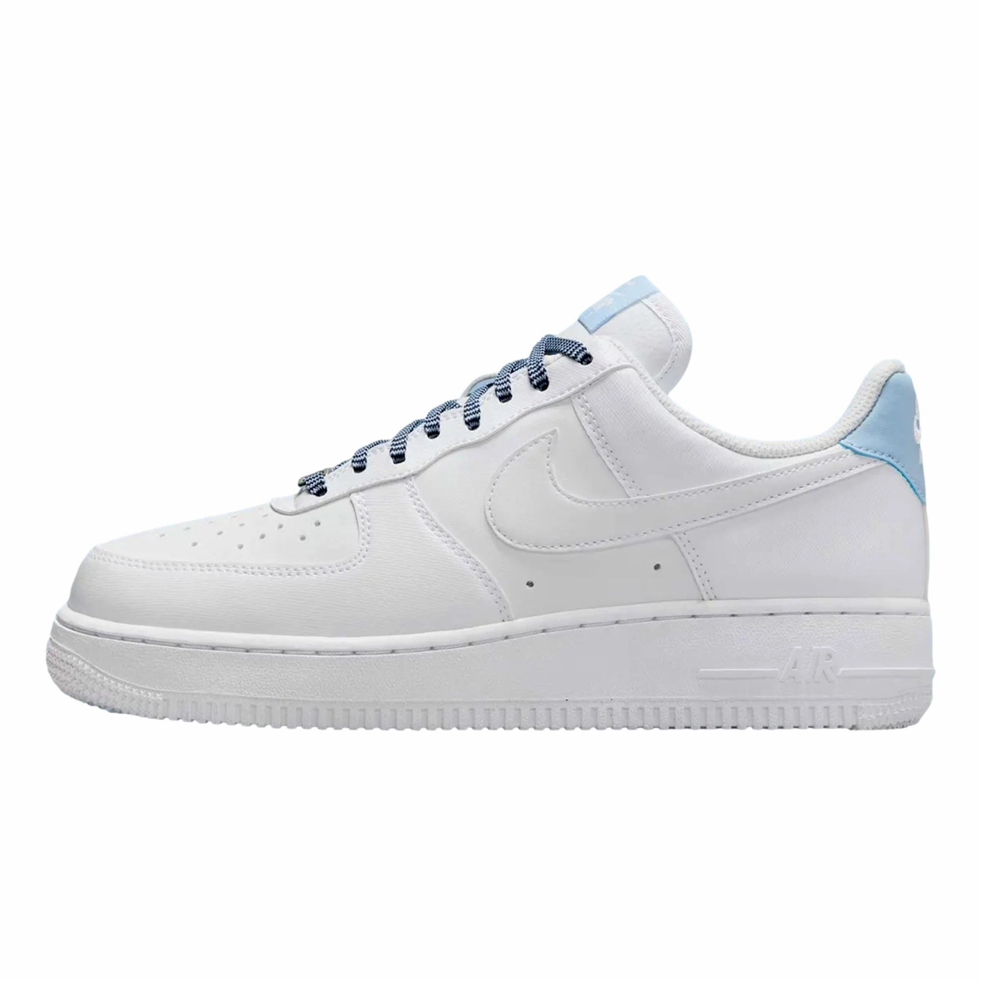 Nike Air Force 1 '07 White / White - Light Armory Blue  IB7167-101 Women's running in a mud pot area shoes