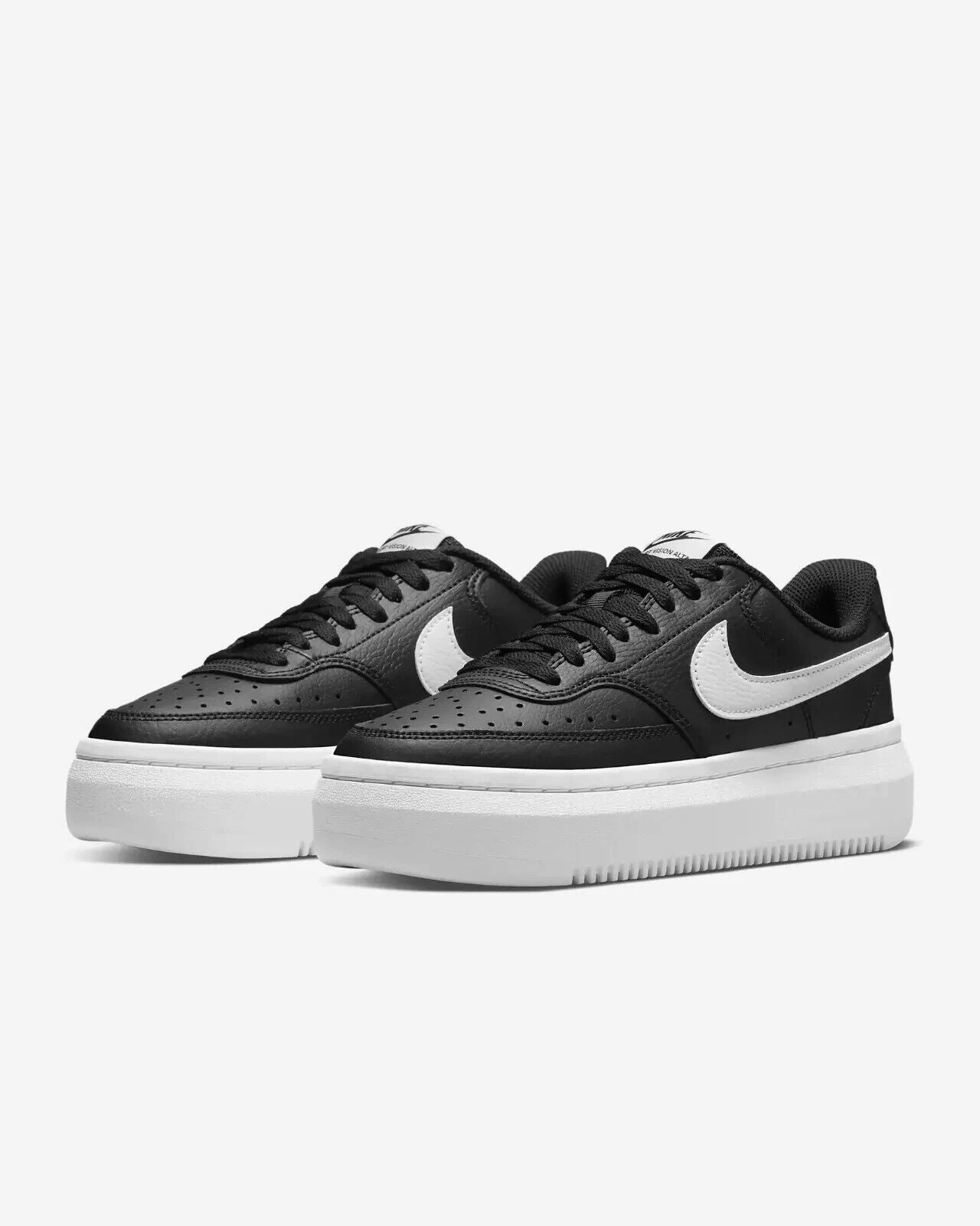 Nike Court Vision Alta DM0113-002 Sneakers Women's Black Leather Low Top Shoes weekday runner shoes stiff material shoe matter
