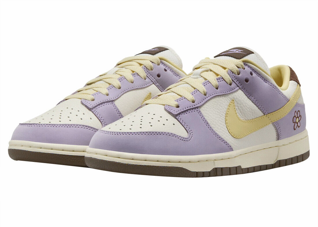 Breathable Ventilation mobility improvement Nike Dunk Low Premium FB7910-500 Sneakers Women's Lilac Bloom Leather PSS69 (Purple,11.5)