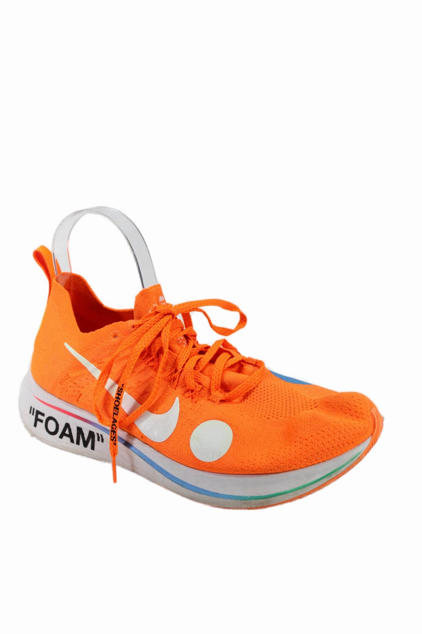 foot - health slip - on shoes Nike x Off White Womens Lace Up Knit Foam Running Sneakers Orange White