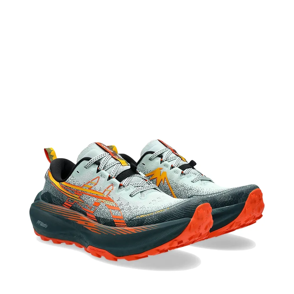 Asics Men's Trabuco 4 Sneaker in Cold Moss/Nova Orange Thermoregulating Liner Moisture control