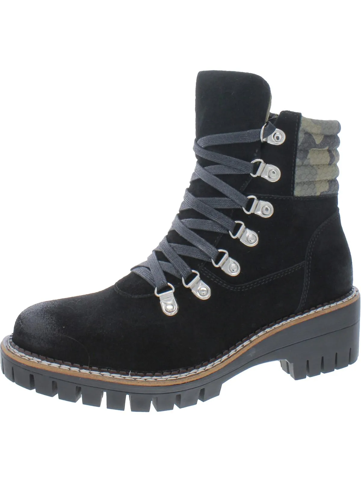 Pontiac Womens Leather Lace Up Ankle Boots Cushion Collar