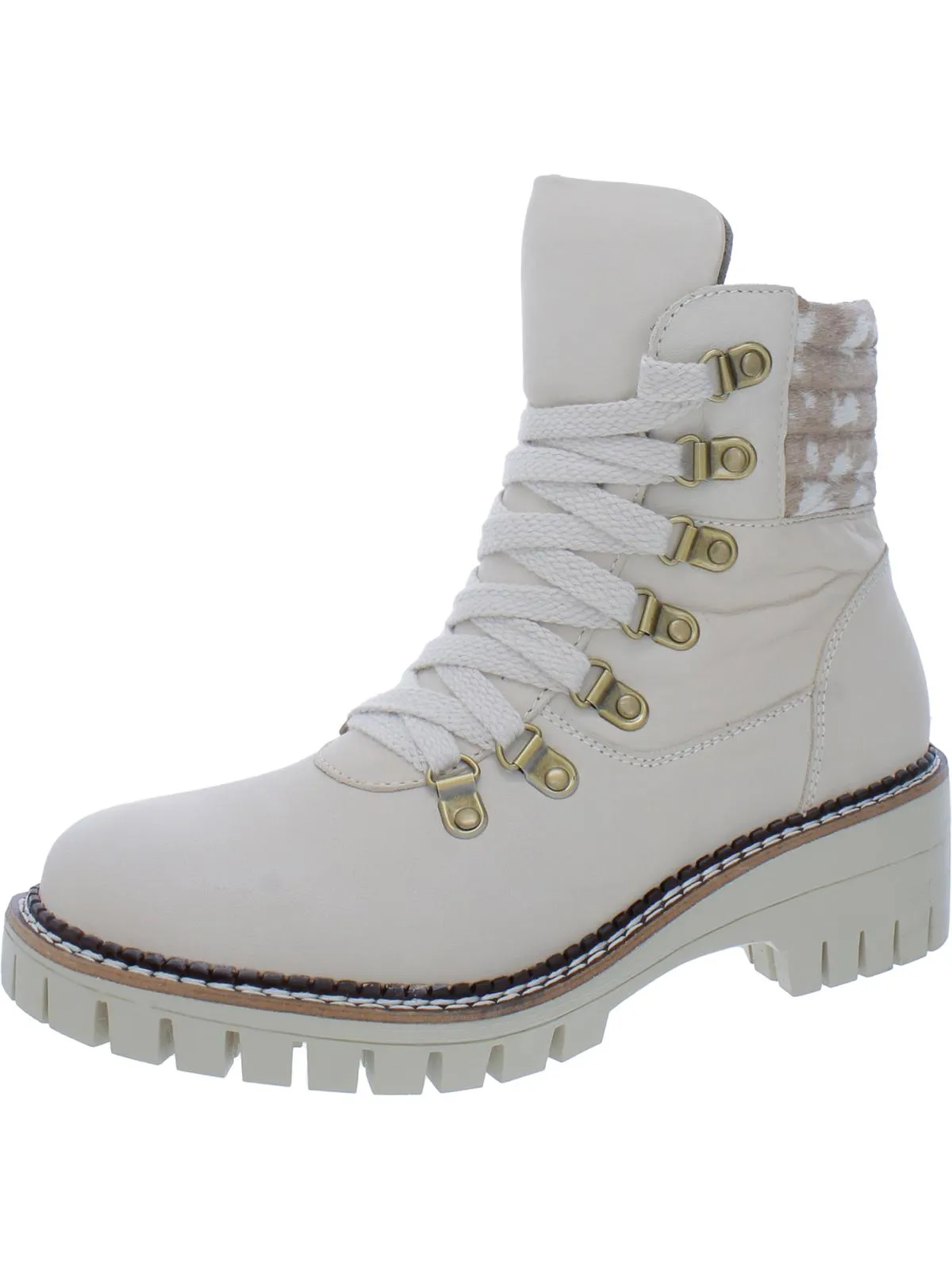 Pontiac Womens Leather Lace Up Ankle Boots Neutral Style