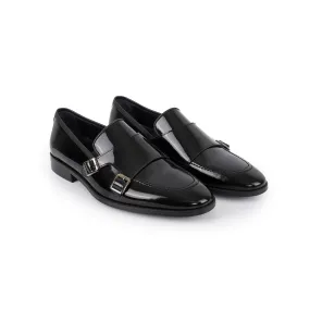Hardin Patent Leather Double Monk Loafers Hand Shade Heel Pad