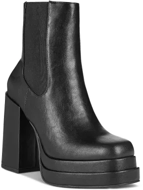 Ski Lodge Ohara Womens Faux Leather Chunky Ankle Boots