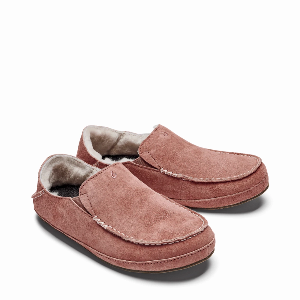 High   Quality Quick Walk Fit OluKai Women's Nohea Shearling Lined Slipper in Castlerock Mauve