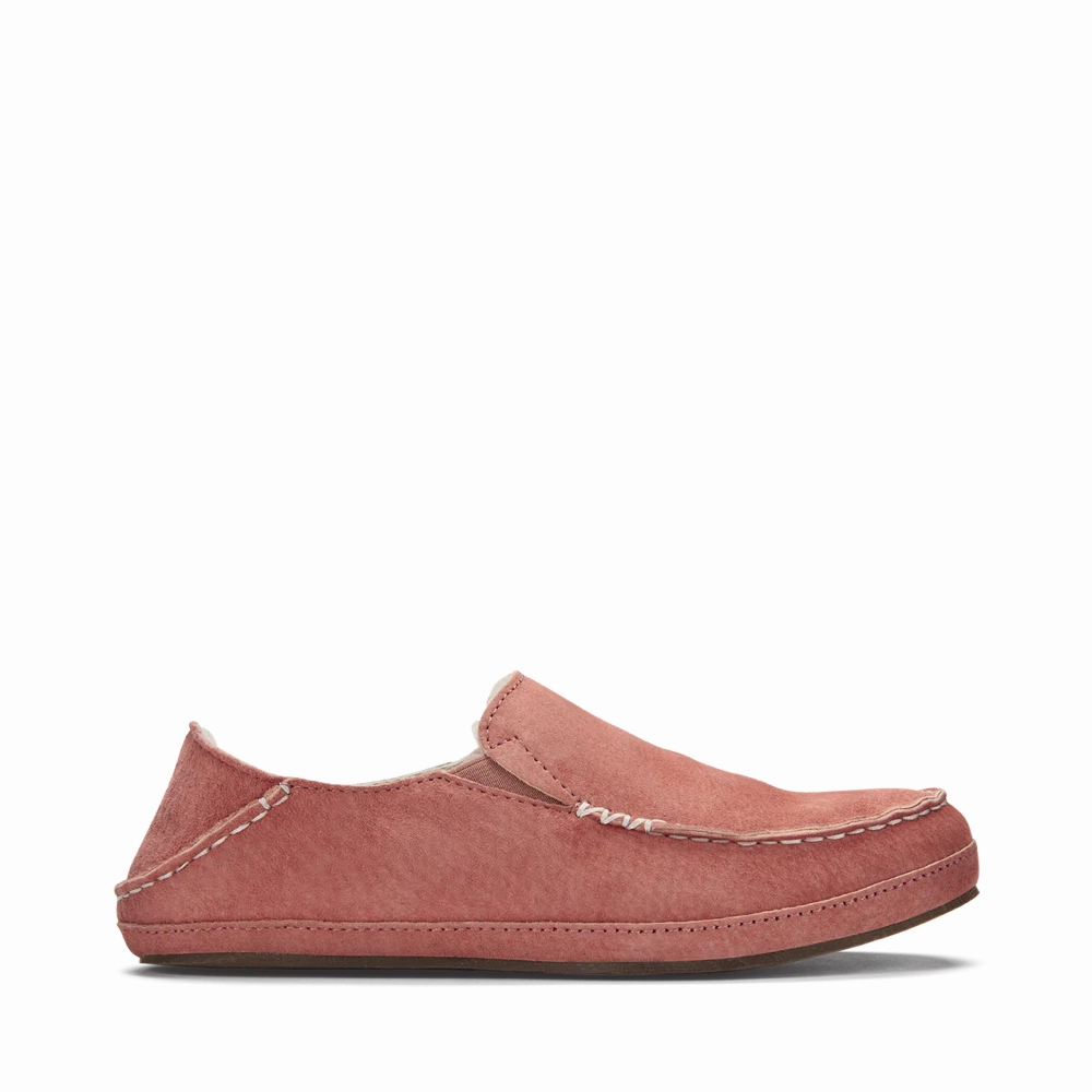 Lightweight OluKai Women's Nohea Shearling Lined Slipper in Castlerock Mauve