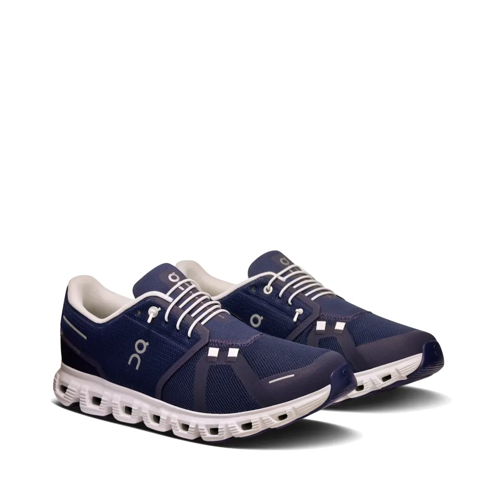 Breathable panel Tight Fit On Men's Cloud 6 Sneaker in Midnight/White