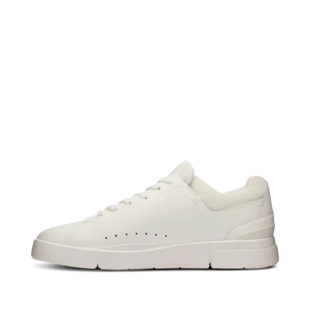 On Men's THE ROGER Advantage Sneaker in All White Hyperelastic Foam Layers