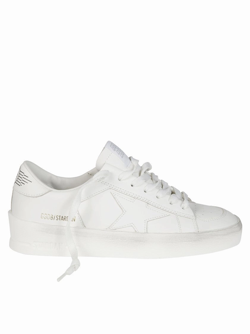 Full Range Strategic Ventilation Ports White Stardan Leather Sneakers With Star Motif