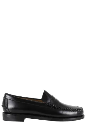 Black Smooth Leather Moccasin Upper Soft Slip On Comfy Feel