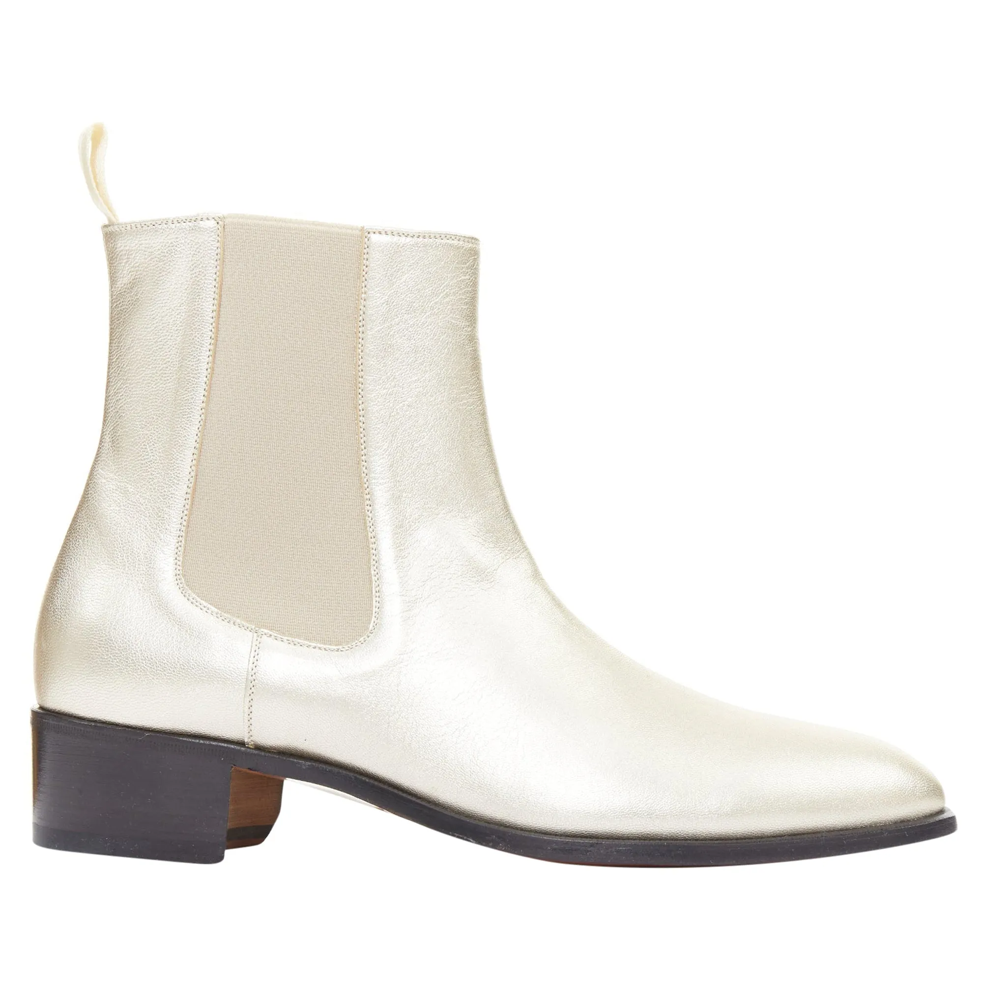 Breathable Work Commute Functional Tom Ford metallic light g leather cuban heels Chelsea ankle boots