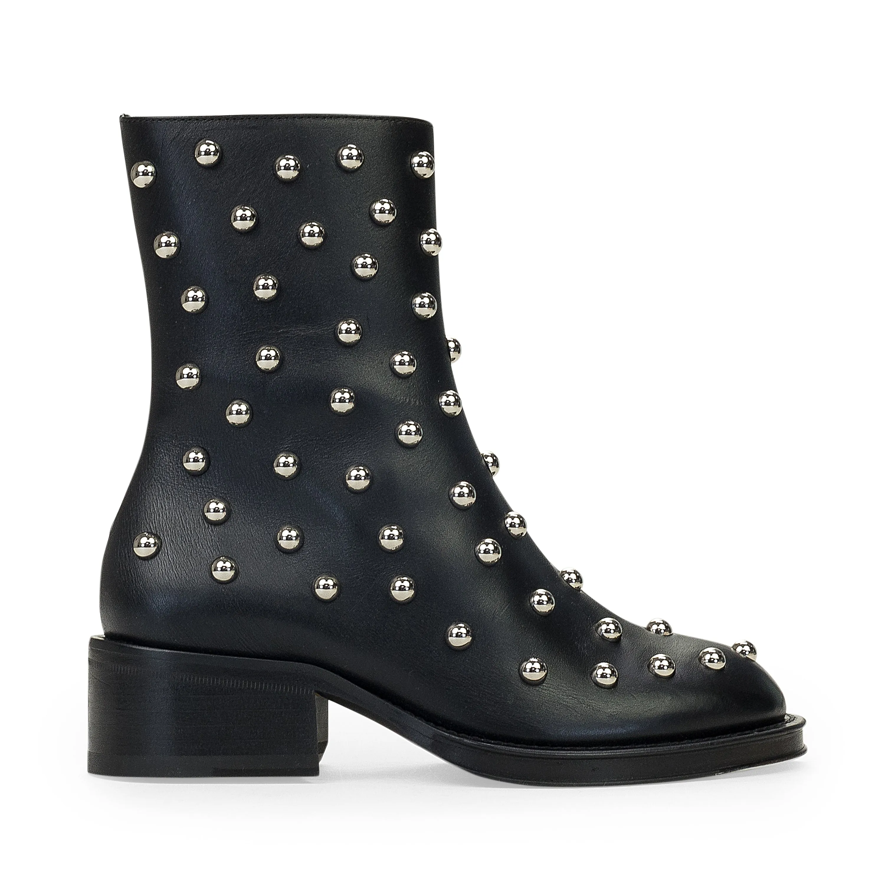 Farm Life BLACK/SILVER ZIPPEES AVEC CLOUS ANKLE BOOTS