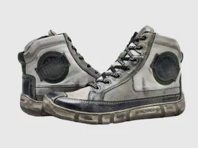 Slip Resistant Mountain Hike Men's Comfort Thick Wool Lined Zip-Up Leather Boots In Grey/green