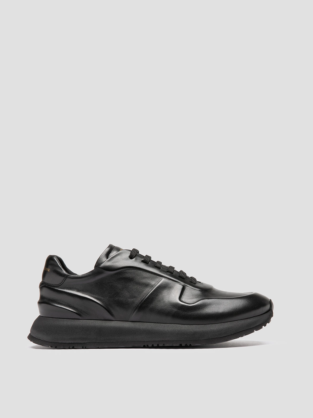 Vegan Synthetic Leather Body Support PERSPECTIVE 001 - Black Leather Low Top Sneakers